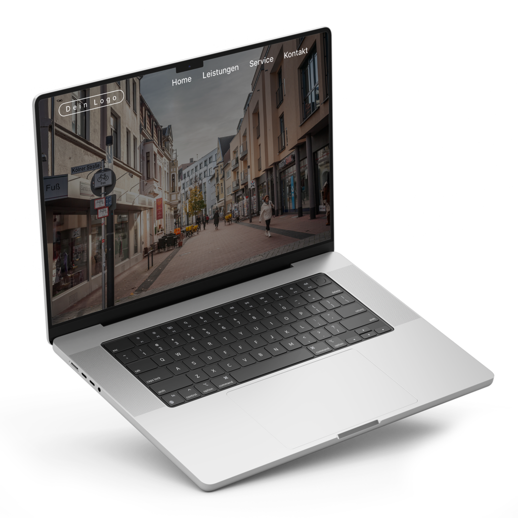Webdesign Troisdorf, Laptop-Mockup mit Troisdorfer Innenstadt
